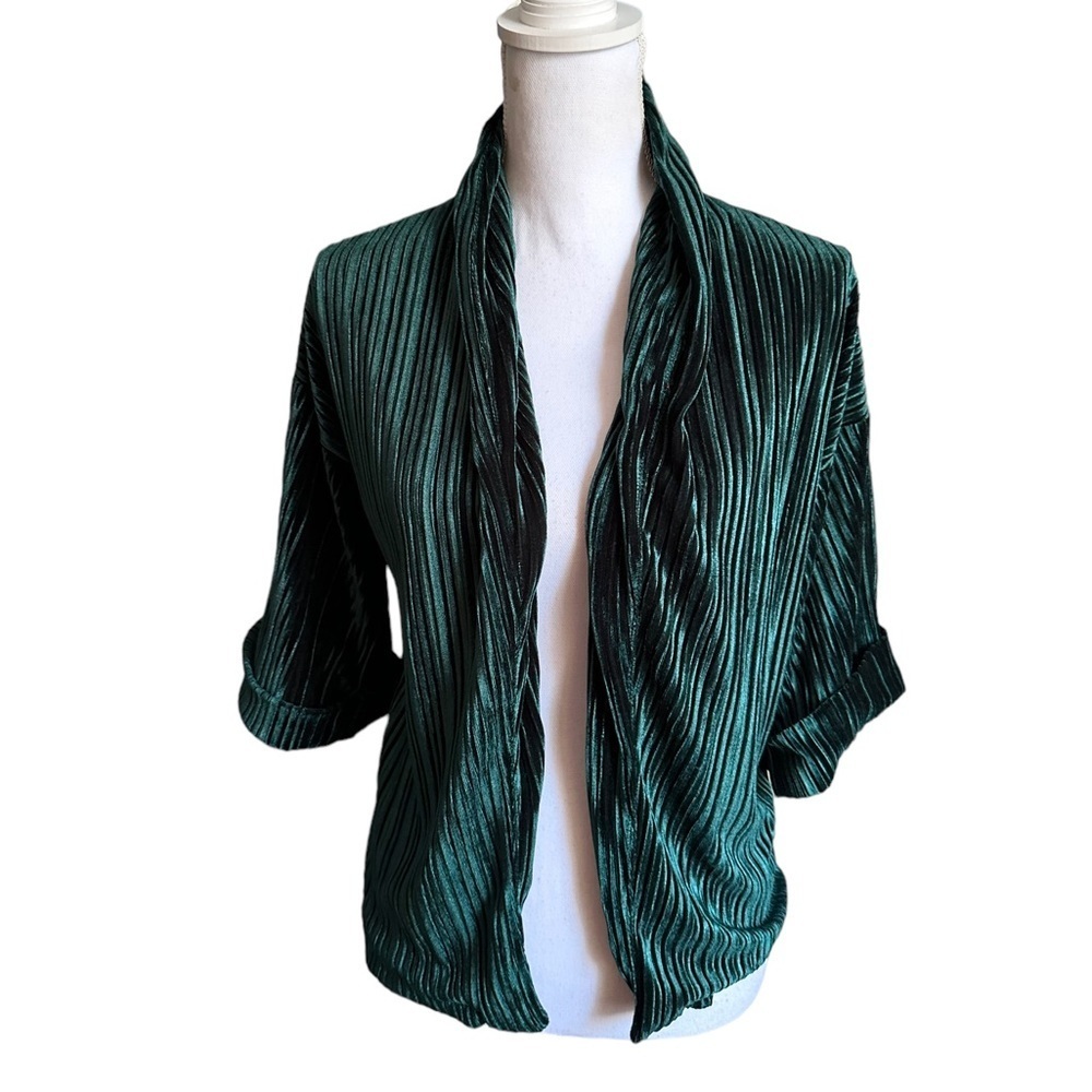 Zara Girls Green Velvet Open Front Top Size 9/10
